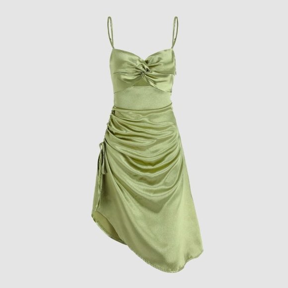 Cider Dresses & Skirts - Satin Cut Out Ruched Cami Dress